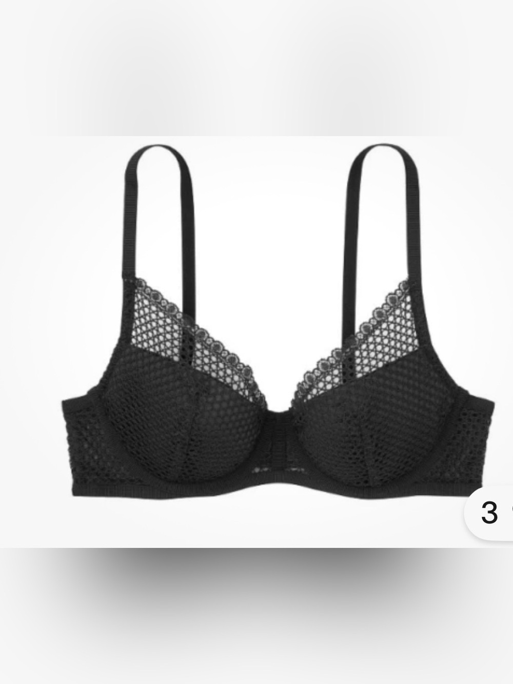 VICTORIA'S SECRET LUXE LINGERIE FISHNET BLACK LACE 3/4 CUP PUSH UP BRA 34 D